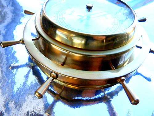 VINTAGE BARIGO GERMAN SHIPS WHEEL BAROMETER, SOLID BRASS, STUNNING ITEM!