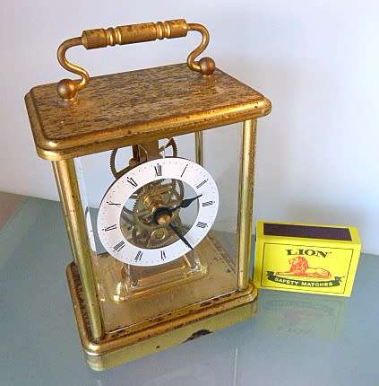 VINTAGE HERMLE, GERMAN CARRIAGE CLOCK, WORKING