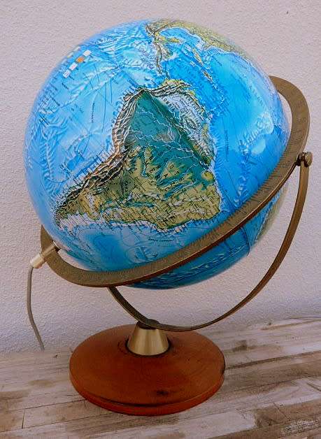 VINTAGE DANISH GLOBE ON ROTATING STAND, ATTRACTIVE AS LAMP, GREAT PIECE!