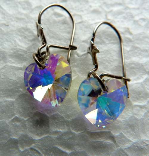 VINTAGE SWAROVSKI RAINBOW CRYSTAL EARRINGS ON STERLING SILVER. UNUSED