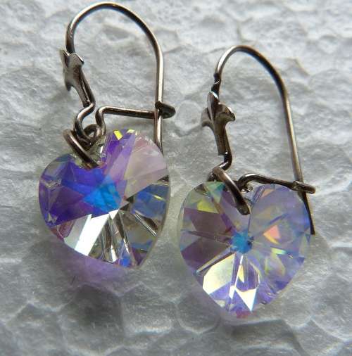 VINTAGE SWAROVSKI RAINBOW CRYSTAL EARRINGS ON STERLING SILVER. UNUSED