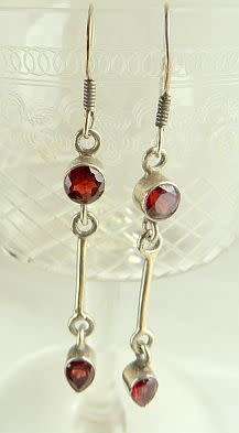 SILVER EARRINGS WITH STONE, STERLING SILVER. DROP AND DANGLE. AS NEW