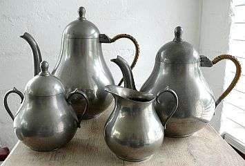 TEA-COFFEE SET,PEWTER MADE BY HANS KLEIN ,DENHAAG HOLLAND