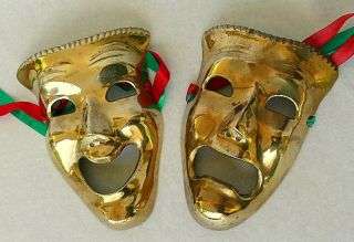 BRASS WALL MASKS "COMMEDIA DELL'ARTE",SOLID