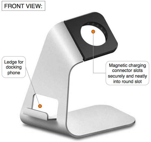Zonabel Apple Watch and iPhone Metal Charging Dock/Stand - Silver