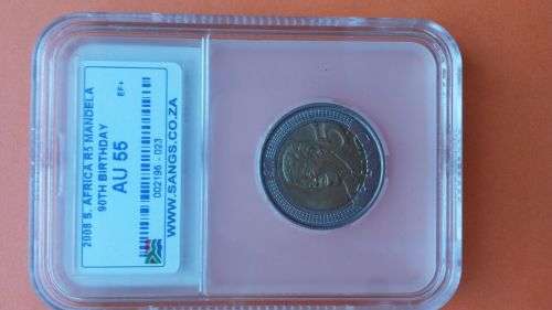 2008 MANDELA R5 BIRTHDAY COIN GRADED AU 55