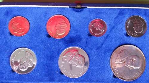 RSA 1967 PROOF COIN SET WITH SILVER R1 COIN.