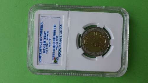 SCARCE GRADE.AU DETAILS SANGS MANDELA 2008 R5 COIN