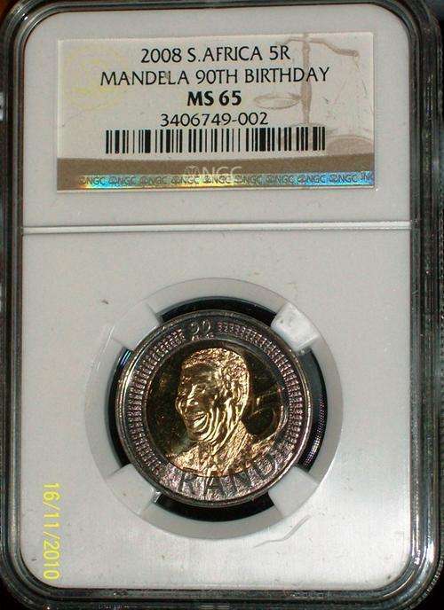 NGC & SANGC mandela  2008 R 5   ms 66  grade coins. R1 start @@@