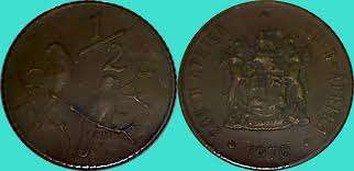 !!! FIVE 1970 SOUTH AFRICA half cent coins.R1 start !!!