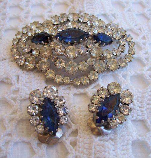 Vintage Diamante Brooch with Clip Ons