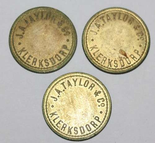 x3 JA Taylor & Co (Klerksdorp) Tokens **Bid per Lot**