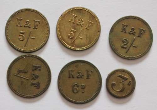 Set of Six Kleiman & Finchen Tokens **Bid per Lot**