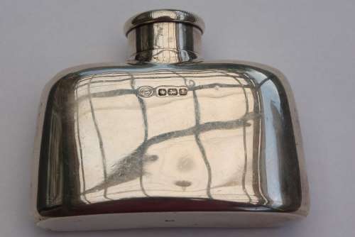 Antique Sterling Silver Hip Flask - Hallmarked Sheffield 1917