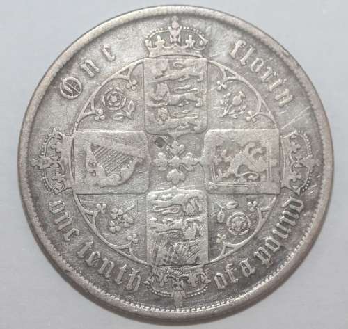 1853 British Gothic Florin (MDCCCLIII)