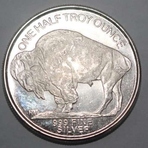 1/2 oz Indian Head/Buffalo Fine Silver Rounds (5 Available) Bid per Coin