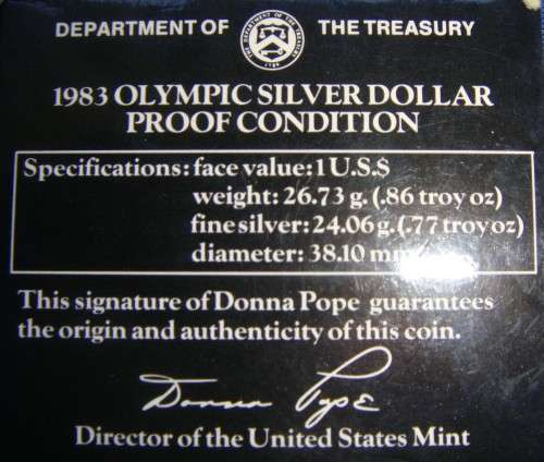 1983 OLYMPIC SILVER DOLLAR