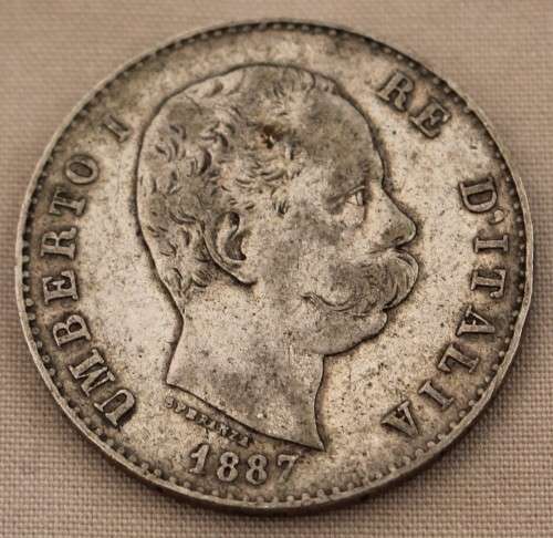 1887 Silver 1 LIRE from Italy