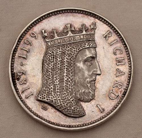 Silver Medallion of King Richard I (nice toning on medallion)