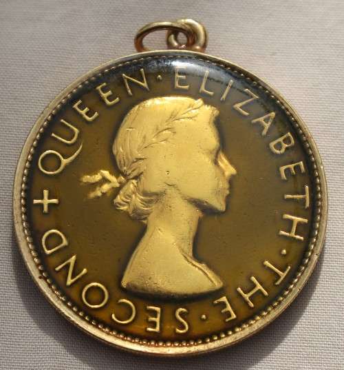 1955 Rhodesia and Nyasaland Half Crown - gilded and Enamelled