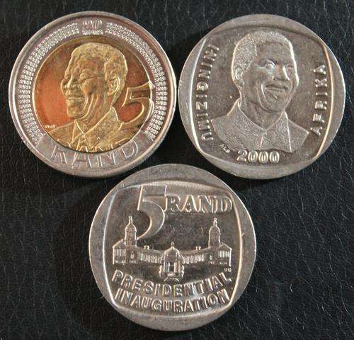 Nelson Mandela Circulated R5 Combo Set with 1994, 2000 and 2008