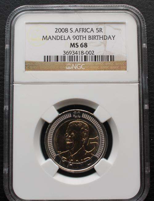 2008 R5 Nelson Mandela 90th Birthday NGC MS68 **Second Highest Grade**