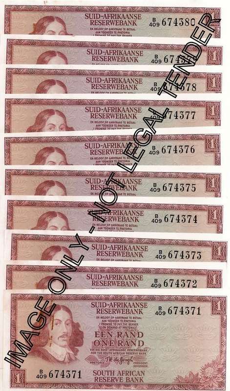 x10 TW de Jongh 1975 R1 Uncirculated in Sequence **Bid per Note to take all**
