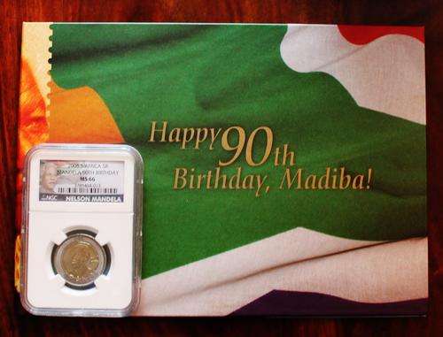 2008 R5 Mandela 90th Birthday NGC MS66 and 90th Birthday Hard Cover Stamp Set *Bid for Both*