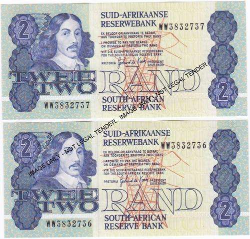 G de Kock R2 Replacement Note WW Prefix Uncirculated in Sequence **Bid Per Note to take Both**