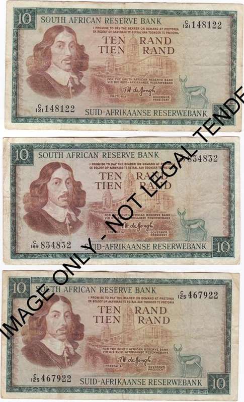 x3 TW de Jongh R10 First Issue 1967 **Bid Per Note**