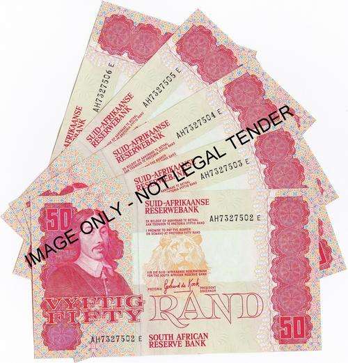 x5 GPC de Kock R50 Notes in Sequence EF to UNC **Bid Per Lot**