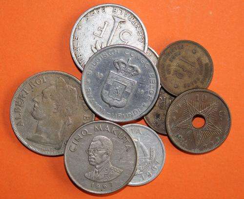 Belgian Congo Coin Lot of 9 Unsorted Coins **Bid per Lot**