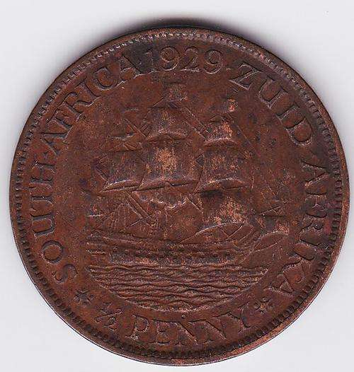 1929 SA UNion 1/2 Penny