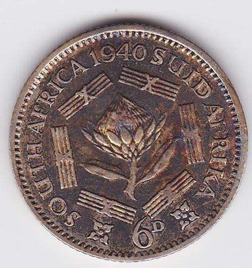 1940 SA Union Six Pence (Beautifully Toned)