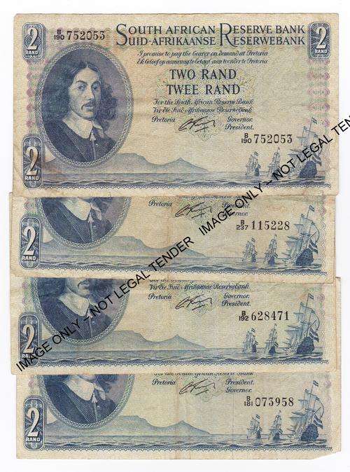 x4 G Rissik Two Rand First & Only Issue 1962 **Bid Per Note to take All**