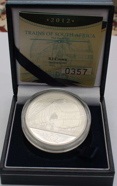 2012 SA Silver Proof R2 Crown - Gautrain in SA Mint Box with COA
