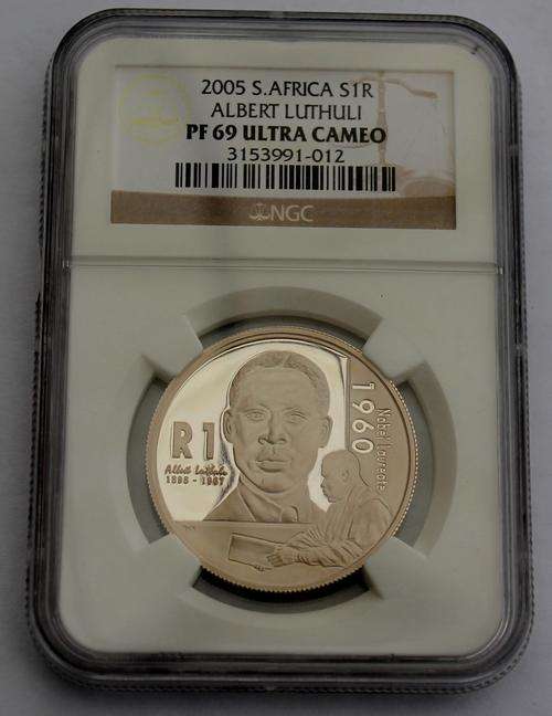 2005 Silver R1 Albert Luthuli NGC Graded PF69 UC