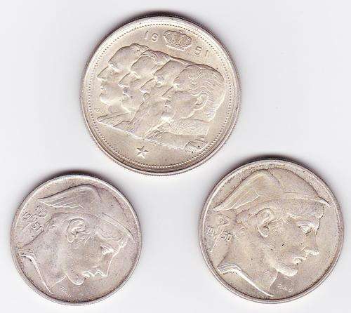 x3 Silver Belgian Coins (1950 & 1951) **Bid per Lot**
