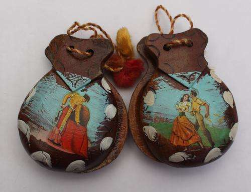 Set of Hand Painted Vintage Spanish Castanets