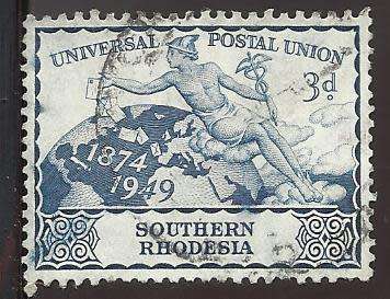1949 SOUTHERN RHODESIA THE 75TH ANNIVERSARY OF UNIVERSAL POSTAL UNION