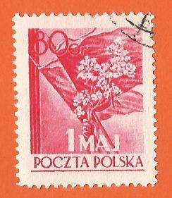 1954 POLAND FLAG AND MAY FLOWERS