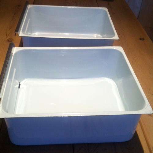 TWO x VINTAGE ENAMEL Fridge Trays - REDUCED START PRICE