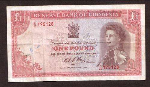 Rhodesia one pound note1967