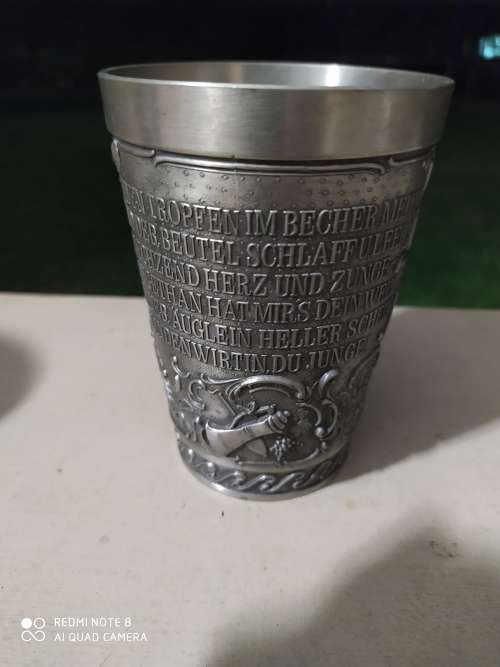 Pair of Growling Zinn pewter wine glasses