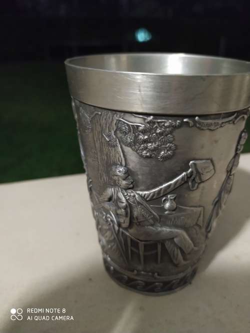 Pair of Growling Zinn pewter wine glasses