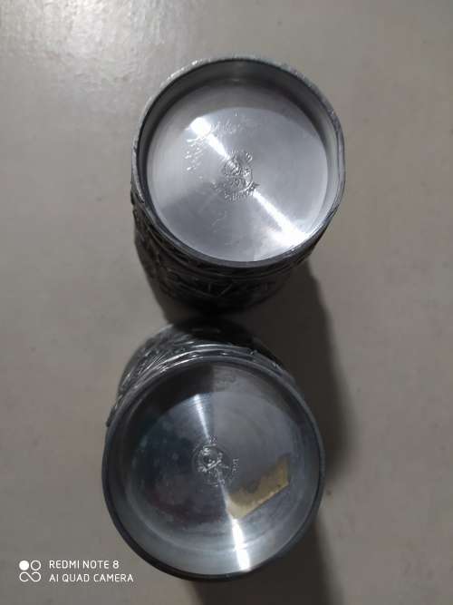 Pair of Growling Zinn pewter wine glasses