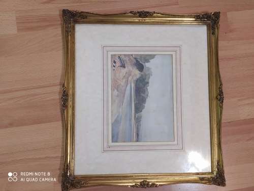 Vintage frame with an unsigned watercolour
