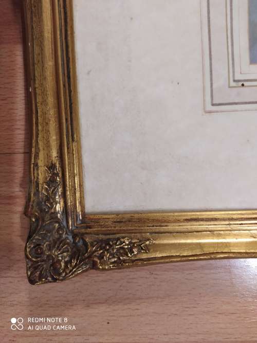 Vintage frame with an unsigned watercolour