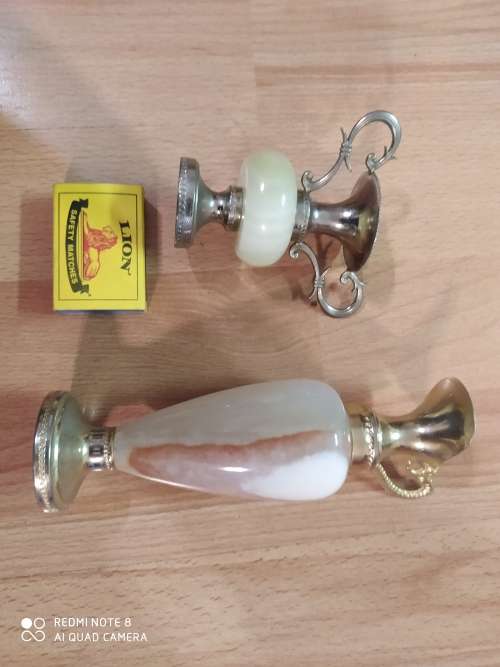 Two small precious stone vases