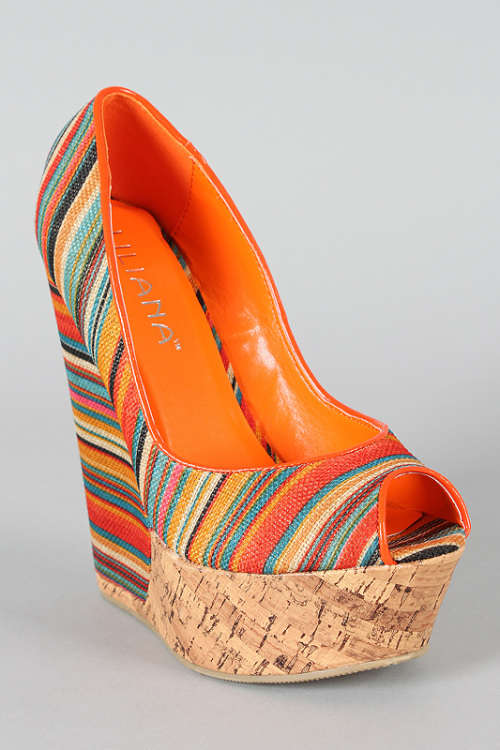 Liliana multi-colour wedge platform size 3.5